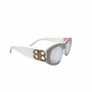 Y2K White Sunglasses with Gold Accent